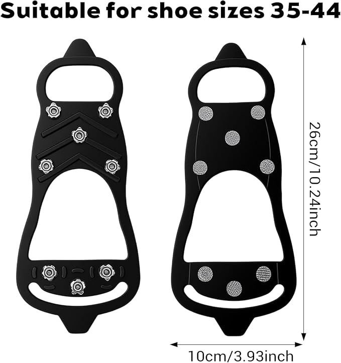 2 Pairs Ice Cleats for Shoes and Boots, Ice Snow Gripper Shoe/Boot Traction Cleats with 8 Stainless Steel Spikes, Winter Outdoor Anti-Slip Crampons for Walking, Climbing and Hiking