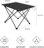 MOON LENCE Folding Outdoor Aluminum Camping Table Portable Ultralight Compact Backpacking Travel Table for Beach, Picnics, Hiking (Black, Large)