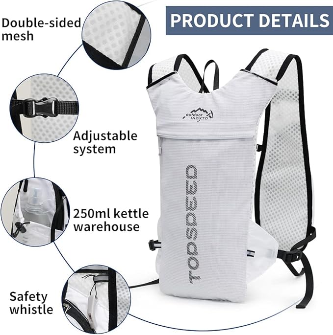 INOXTO Running Hydration Vest Backpack,Lightweight Insulated Pack with 1.5L Water Bladder Bag Daypack for Hiking Trail Running Cycling Race Marathon for Women Men