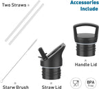 Stainless Steel Double Wall Water Bottles, Vacuum Insulated Bottle With Straw Lid, Insulated Water Bottle Keeps Water Cold for 24 Hours, Hot for 12 Hours, Hiking, Sports