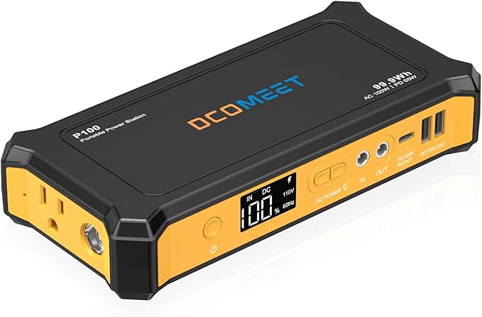 Portable Power Station 99.9Wh High Capacity, Laptop Power Bank with 65W USB-C PD, 100W AC Outlet Best for Outdoor Camping Home Hurricane Emergency