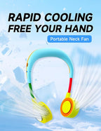 Portable Neck Fan, Hand-Free Fan, 5 Speeds, Foldable, Twistable, Lightweight, Rapid Cooling, Fashion, Quiet, Rechargeable, Summer Gift (Light Blue Green)