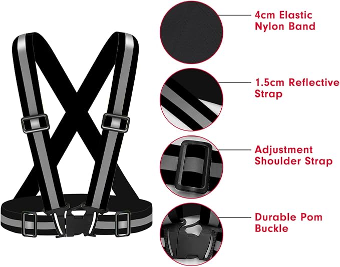 High Visibility Reflective Vest Safety Vest Running Reflective Gear Adjustable Reflective Vest for Walking,Jogging,Hiking,Night Cycling
