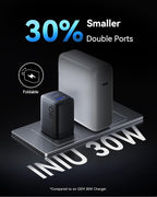 INIU Slimmest 10000mAh 45W PD Fast Charging Portable Charger & 2-Pack 30W PD Fast Charging, [USB-C + USB-A] Wall Charger Combo