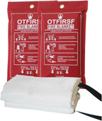 Emergency Fire Blanket for Home and Kitchen- White-A 2Pack39.3 x39.3 Fiberglass Fire Blankets Emergency for House Fireplace, Grill, BBQ,Camping Car,Ship,Warehouse Emergency Survival Safety