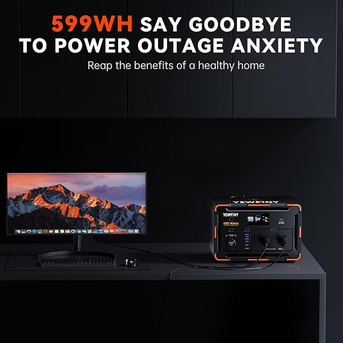 600W Portable Power Station 599.4Wh Solar Generator, PD100W Fast Charging, 162000mAh Battery with LCD Display for Camping, RV Trips & Home Emergencies (2000+ Cycles)