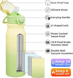 BJPKPK Stainless Steel Insulated Water Bottle With Straw Lid 25oz Reusable Metal Thermo Bottles Keep Cold And Hot,Lime
