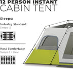 CORE Instant Cabin Tents | 6 Person / 9 Person / 10 Person / 12 Person Family Cabin Multi Room Pop Up Tents Car Camping | Included Storage Pockets for Camping Accessories