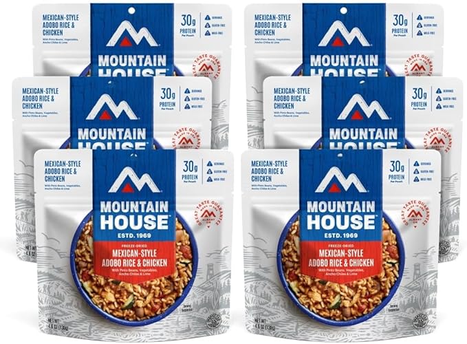Mountain House GlutenFree MexicanStyle Adobo Rice & Chicken FreezeDried Food for Camping, 12 Servings, 30Year ShelfLife
