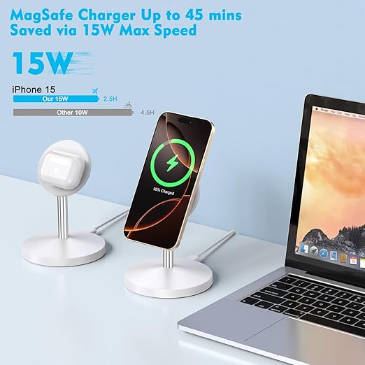 Magnetic Wireless Charger iPhone Charger Stand Stand Mag Safe Pad,2Pack Fast Mag-Safe Charging Station for iPhone 16 ProMax/16 Plus/15/14/13/12 Apple Magnet Wireless Charging Station/AirPods Pro 2/3/4