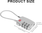 TSA Locks for Luggage TSA Approved Luggage Locks 3 Digit Combination TSA Travel Locks Portable Cable Padlocks Zinc Alloy Body Suitcase Locks for Travel Bag Suitcase Backpack Lockers,Silver
