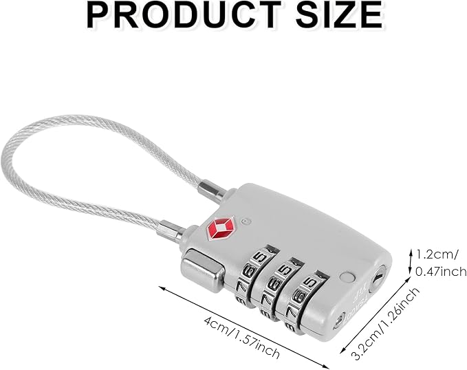 5 Pack TSA Locks for Luggage TSA Approved Luggage Locks 3 Digit Combination TSA Travel Locks Portable Cable Padlocks Zinc Alloy Body Suitcase Locks for Travel Bag Suitcase Backpack Lockers,Silver