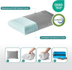 Small Gel Memory Foam Camping Pillow Travel - Contoured Support -Compressible Pillow Ideal for Backpacking, Camping, Travel, Car, Airplane,Office Nap
