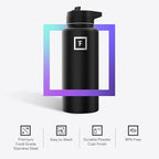 IRON °FLASK Camping & Hiking Hydration Flask with 3 Lids - Stainless Steel, Double Walled & Vacuum Insulated Water Bottle - Leak Proof & BPA Free (Day & Night, Straw - 22 oz)