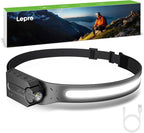 Lepro Headlamp - Super Bright LED Head Lamp Rechargeable with 230°Wide Beam, Adjustable Spotlight, Motion Sensor, 5 Modes, Waterproof Lightweight Headlight Flashlight for Camping Running