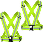 Reflective Running Vest 2-10 Pack, High Visibility Reflective Gear Night Cycling Safety Vest Strap for Men Women Kids