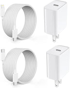 Extra Long 10FT iPhone Fast Charger,i Phone Charger Fast Charging【MFi Certified】2Pack 20W PD Fast USB C Charger Block + 10Foot i Phone Charging Cable Cord for iPhone 15/14/13/12/11/XS/XR/SE2022/8/iPad