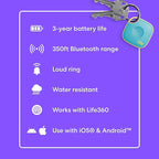 Tile by Life360 Mate - Bluetooth Tracker, Keys Finder and Item Locator for Keys, Bags and More. Phone Finder. Both iOS and Android Compatible. 1-Pack (Aqua Lemon)