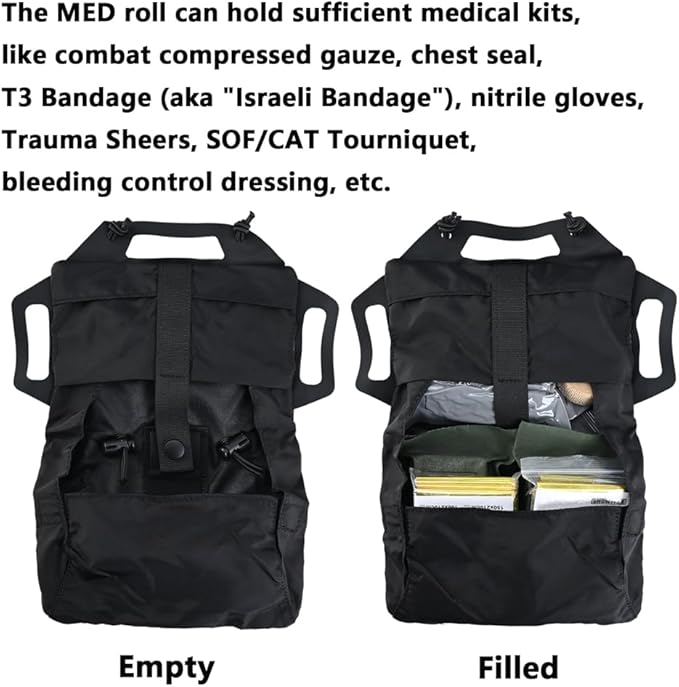 SABADO Rapid/Quick Deploy First Aid Kit Pack Tactical IFAK Pouch Two-Piece System Med Roll Carrier Hypalon Handle Outdoor Sport Hunting Bag