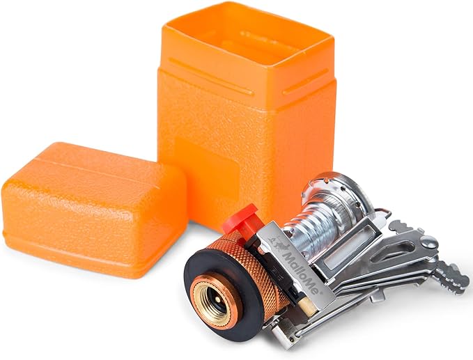 MalloMe Backpacking Stove - Portable Camping Stove - Small Backpack Camp Single Burner for Propane Butane Isobutane Fuel Canister - Mini Pocket Rocket Jet Boiler for Hiking & Gas Cooking