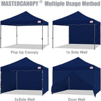 MASTERCANOPY Heavy Duty Pop-up Canopy Tent with Sidewalls (10x10,Navy Blue)