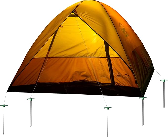 Cheardia 20 Pack Tent Stakes Heavy Duty, 9.75 Inch Yard Stakes Non-Rust Metal Tent Pegs Ground Stakes Tent Spikes for Camping Patio, Garden, Canopies, Grassland, Outdoor,Green