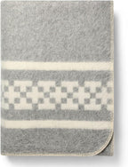 Inca Wall - Thick Alpaca Wool Blanket Heavyweight Camping Outdoors Indoors Soft Peru Queen Size Ethnic Design (Soft Gray/Ivory, Queen Size)