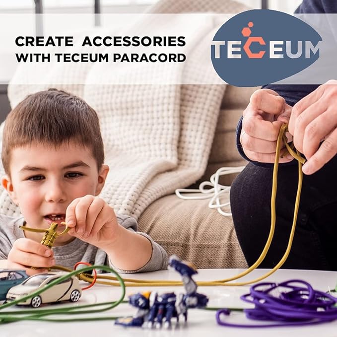 TECEUM 5/32" Paracord Rope 1000 – 1000ft / 200ft / 100ft / 50ft – Tactical Parachute Cord 4mm – 45+ Colors – Nylon String for Survival & Camping Gear – Stripe Cord for Survival – Utility Rope