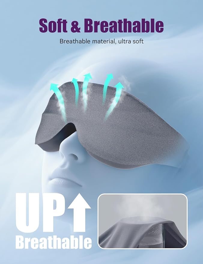 Sleep Eye Mask for Men Women, EVA BELLE Light Blocking Sleeping Mask for Side Sleeper, 3D Contoured Cup Night Blindfold, Lash Extensions 3D Sleeping Mask with Adjustable Strap for Travel, Night & Nap