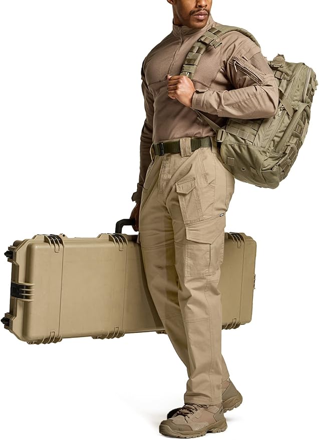 CQR Men's Flex Ripstop Tactical Pants, Water Resistant Stretch Cargo Pants, Lightweight EDC Hiking Work Pants