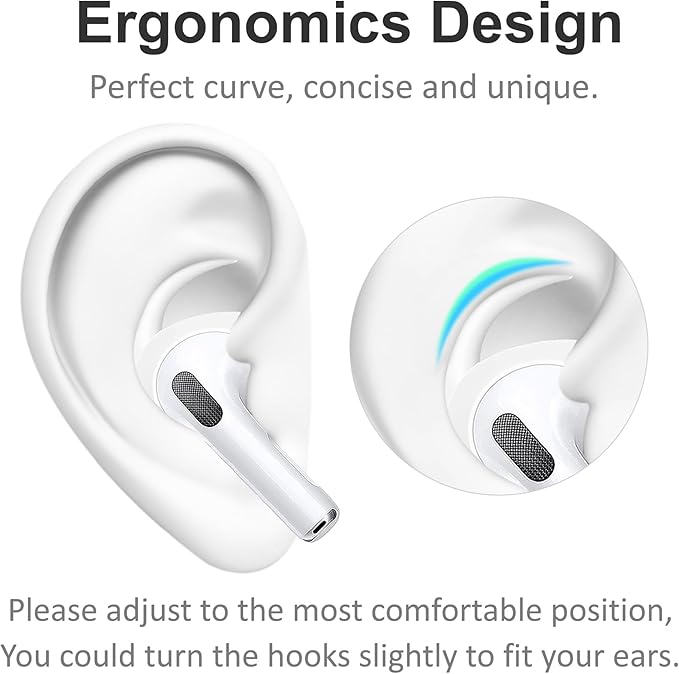 A-Focus Anti-Slip Set for AirPods 4 Silicone Adjustable Ear Hook Ergonomic Design Wings Wingtip Ear Hooks Tips Strap Sport Earbuds Accessories Eartip Compatible with AirPods 4th White