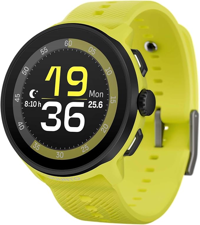 SUUNTO Run Running GPS Sports Watch with Silicone Strap, 1.32" AMOLED Touchscreen w/Crown Button, Wrist Heart-Rate & Sleep Health Tracking, Lime