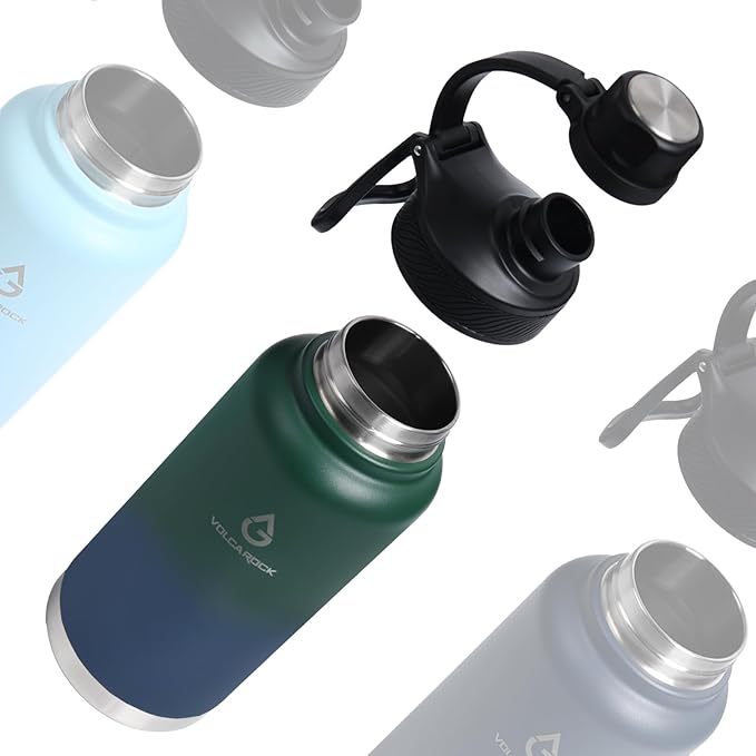 Wide Mouth Water Bottle with Straw Lid Dustproof, 24/32/40/64 Oz Hydro Vacuum Insulated Flask, Dishwasher Safe Stainless Steel Water bottle, Keep Cold 24 Hour/Hot 12 Hour-32 Oz Night Blue