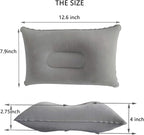 2 Pack Gray Ultralight Inflatable Pillow Small Squared Flocked Fabric Air Pillow for Hiking, Camping, Traveling, Napping, Desk Rest, Neck & Lumbar Support