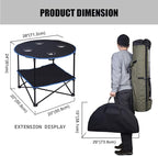 LEADALLWAY Folding Picnic Table Portable Outdoor Camping Table with 4 Cup Holders and Carrying Bags,Collapsible Canvas Travel Table for Outdoor Picnic,Barbecue,Travel,Fishing (Black+Blue)
