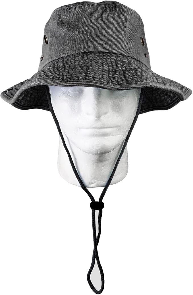 Wide Brim Hiking Fishing Safari Boonie Bucket Hats 100% Cotton UV Sun Protection for Men Women Outdoor Activities