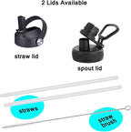 SENDESTAR Water Bottle 32oz,2 Lids(Straw lid),Wide Mouth Stainless Steel Vacuum Insulated Double Wall Keep Liquids Cold or Hot All Day,Sweat Proof Sport Design,Fit Car Cup Holder(Gray&Black)