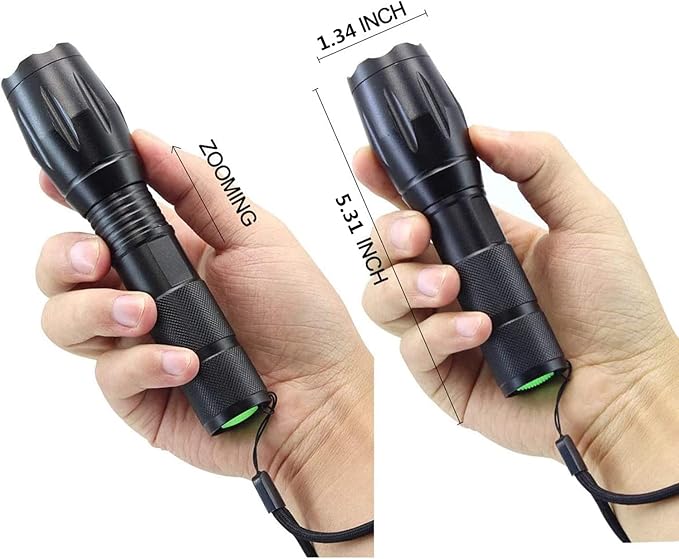 LED Flashlights, 2 Pack Tactical Flashlight High Lumens Lights with 6Pack AAA Batteries Portable Waterproof Zoomable Flashlight with 5 Mode for Camping/Outdoor/Hiking/Gift-Giving/Emergency