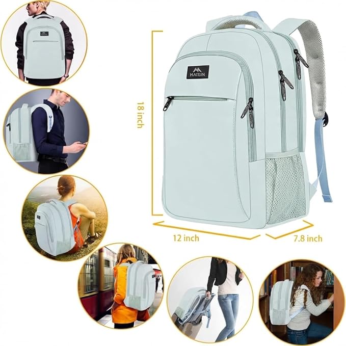 MATEIN Travel Laptop Backpack, Lightweight Anti Theft School Bookbag for Girls Boys and Students, Water Resistant 15.6 Inch Computer Bag Sturdy College Daypack Gift for Women