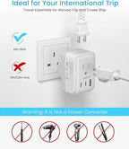 1 Pack UK Adapters for Travel, VINTAR Foldable Ireland Plug Adapter, Type G Pulg Adapter with 2 Outlets and 3 USB Ports(2 USB C), 5 in 1 UK Power Adapter for US to England London Scotland Hong Kong