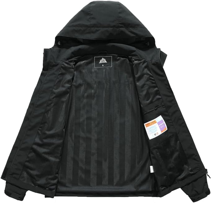 MOERDENG Women's Waterproof Rain Jacket Lightweight Raincoat Hooded Hiking Jacket Softshell Windbreaker