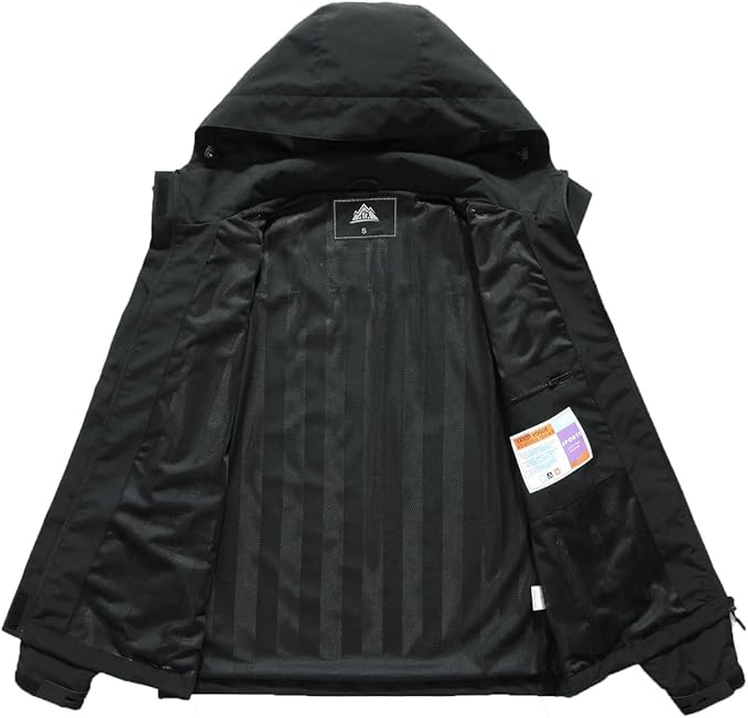 MOERDENG Women's Waterproof Rain Jacket Lightweight Raincoat Hooded Hiking Jacket Softshell Windbreaker