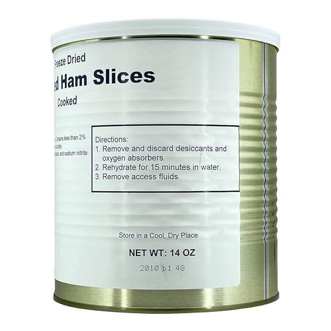 Freeze Dried Cooked Smoked Ham Slices , Jarred and Packed Emergency Food Supply | Hunting, Survival, Camping, Backpacking Long Term Food Storage 25+ years shelf life | Easy Prep Survival Food 10 Size Cans (Smoked Ham Slices)