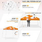 EAGLE PEAK 10x10 Slant Leg Pop-up Canopy Tent Easy One Person Setup Instant Outdoor Beach Canopy Folding Portable Sports Shelter 10x10 Base 8x8 Top (Orange Mushroom)