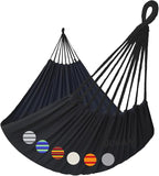 Double Hammock 2 Person Extra Large 330X150cm Load Capacity 600Pound Canvas Cotton Hammock for Patio Porch Garden Backyard Lounging Outdoor and Indoor XXL(Black)