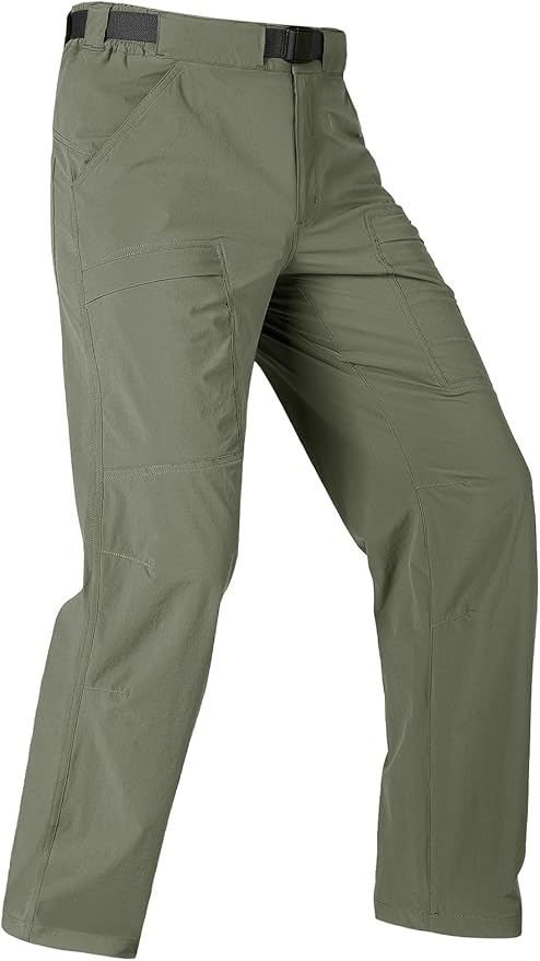 FREE SOLDIER Men's Outdoor Cargo Hiking Pants with Belt Lightweight Waterproof Quick Dry Tactical Pants Nylon Spandex