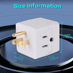3 Outlet Wall Adapter UL Listed 3 Outlet Power Cube Tap, 3-Prong Outlet Splitter, Multi Plug Outlet Grounded Indoor, 3 Way Plug Adapter, Outlet Extender for Home or Travel (White, 3 Pack)