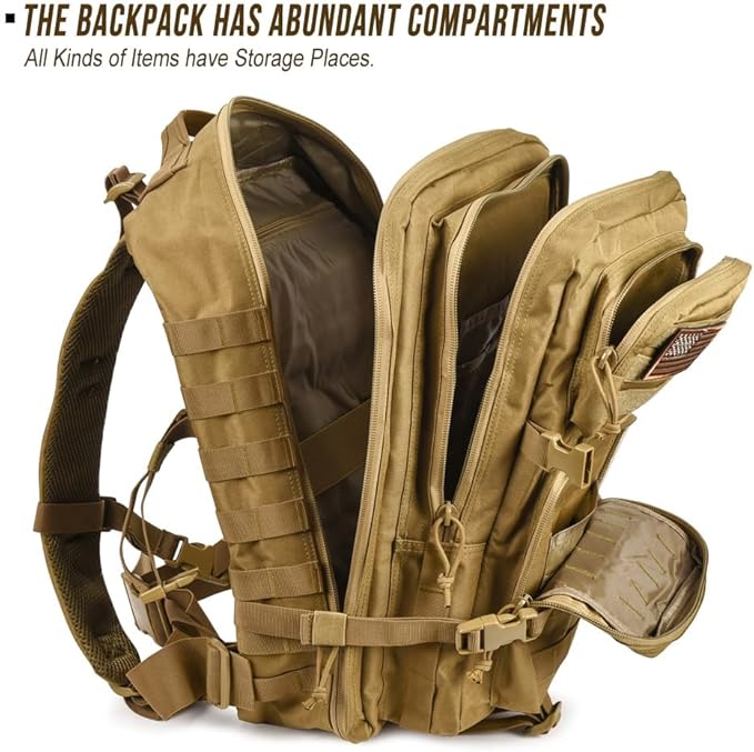 Military Tactical Backpack 45L Large Tactical Backpack for Men, Hiking Rucksack With Bottle Holder