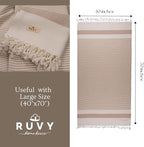 Ruvy Home Basics 2 Pack Turkish Beach Towels – Oversized Quick-Dry Bath Towels (40 x 72 Inches) – 100% Cotton Large Towels for Pool, Yoga, Travel, Camping Essentials, and Bathroom Decor - Beige