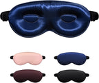 Luxury 22 Momme 100% Mulberry Silk Sleep Mask – 3D Eye Mask with Adjustable Strap, Gentle on Skin and Eyes, Provides Complete Light Blockage for Deep Sleep (Navy, Adjustable)